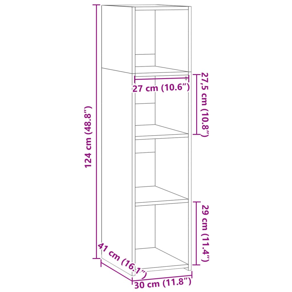 Ντουλάπι Γκρι Sonoma 30x41x124 εκ. από Επεξεργασμένο Ξύλο