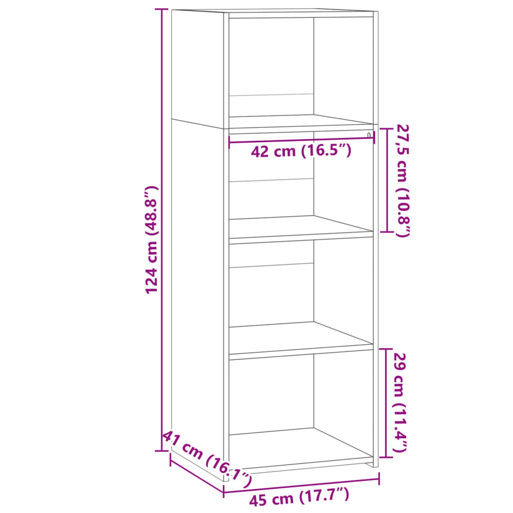 Ντουλάπι Μαύρο 45x41x124 εκ. από Επεξεργασμένο Ξύλο