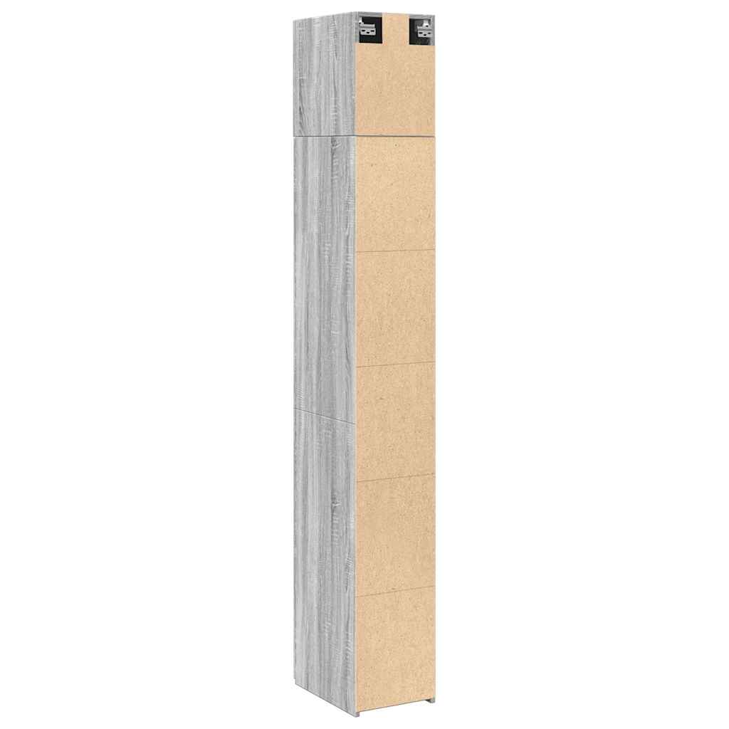 Ντουλάπι Αποθήκευσης Στενό Γκρι 30x42,5x225 εκ. Επεξεργ. Ξύλο