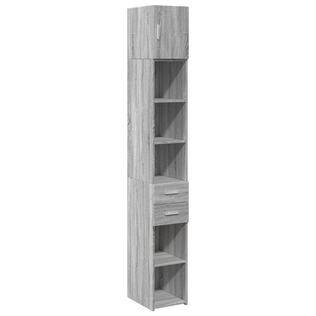 Ντουλάπι Αποθήκευσης Στενό Γκρι 30x42,5x225 εκ. Επεξεργ. Ξύλο