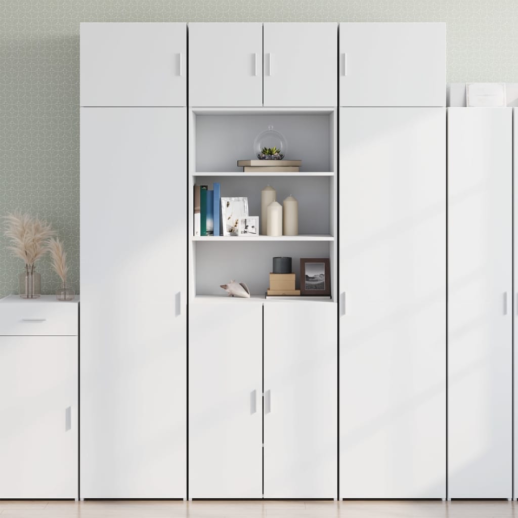 Ραφιέρα με Ντουλάπια Λευκή 70x42,5x225 εκ. Επεξεργασμένο Ξύλο - Pakobazaar