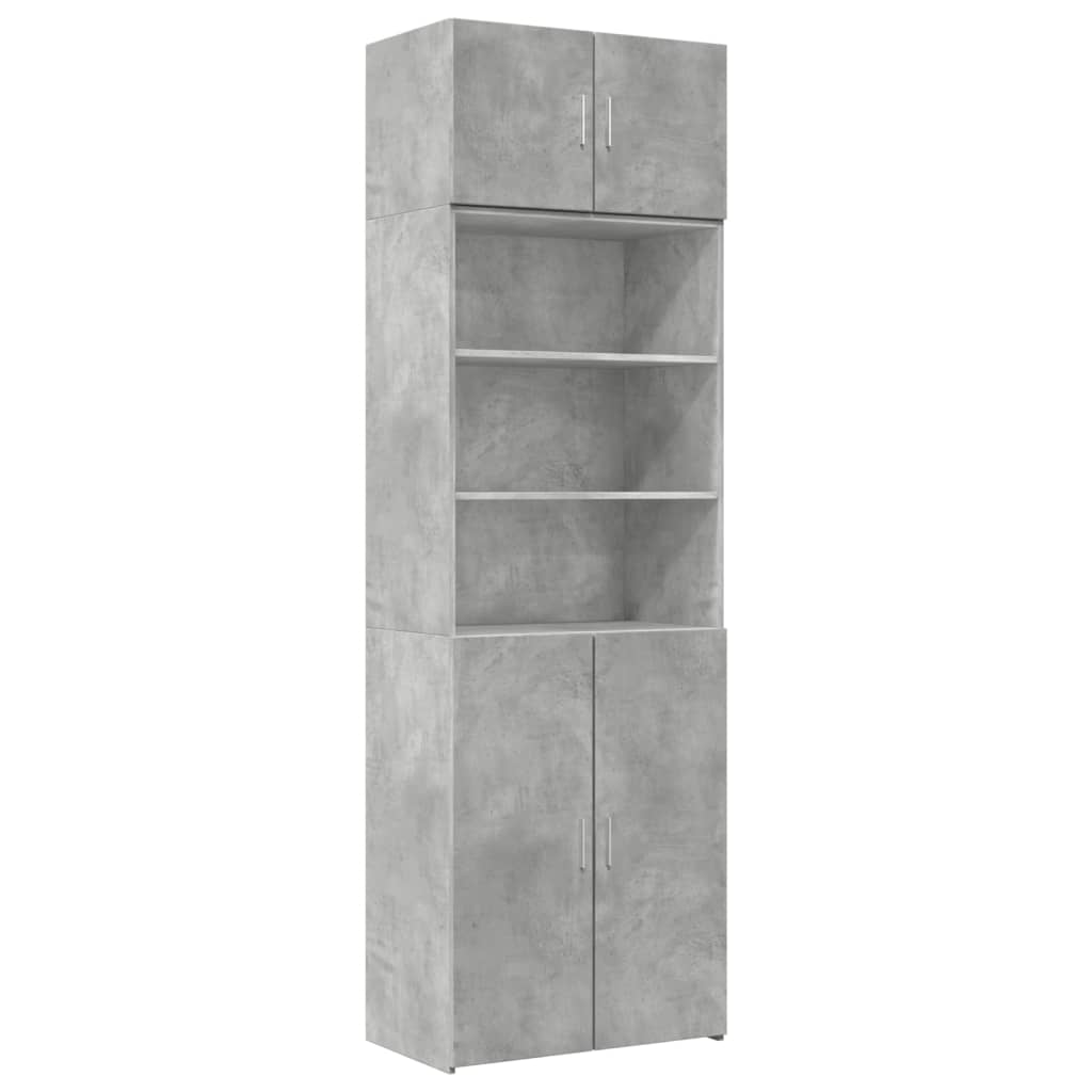 Ραφιέρα με Ντουλάπια Γκρι Σκυροδέμ. 70x42,5x225 εκ. Επεξ. Ξύλο - Pakobazaar