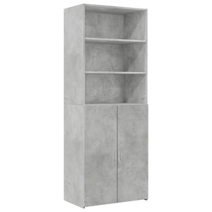 Ραφιέρα με Ντουλάπια Γκρι Σκυροδέμ. 70x42,5x225 εκ. Επεξ. Ξύλο - Pakobazaar