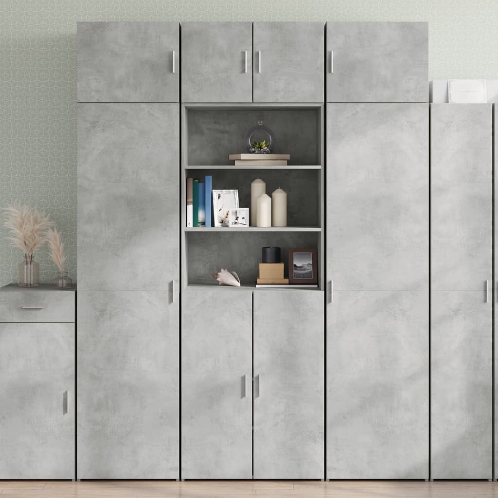Ραφιέρα με Ντουλάπια Γκρι Σκυροδέμ. 70x42,5x225 εκ. Επεξ. Ξύλο - Pakobazaar