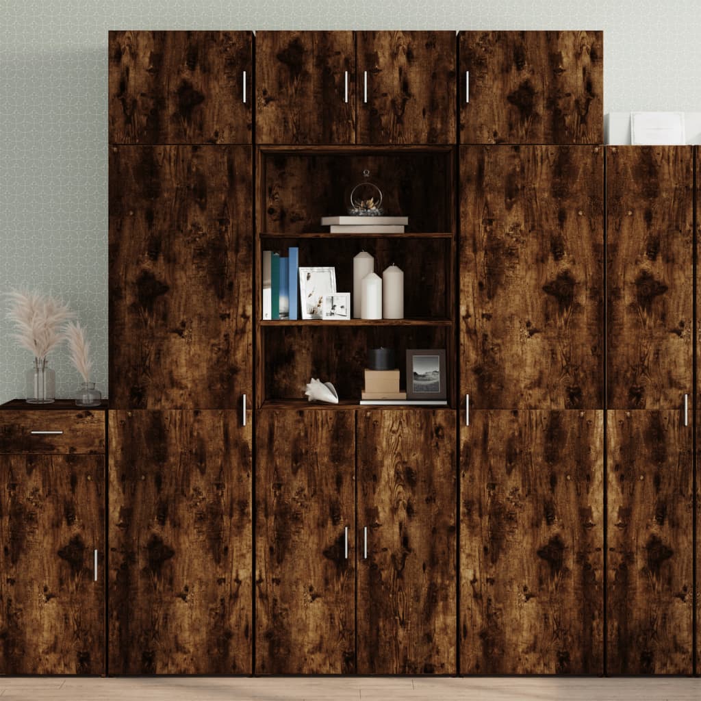 Ραφιέρα με Ντουλάπια Καπνιστή Δρυς 70x42,5x225 εκ. Επεξ. Ξύλο - Pakobazaar
