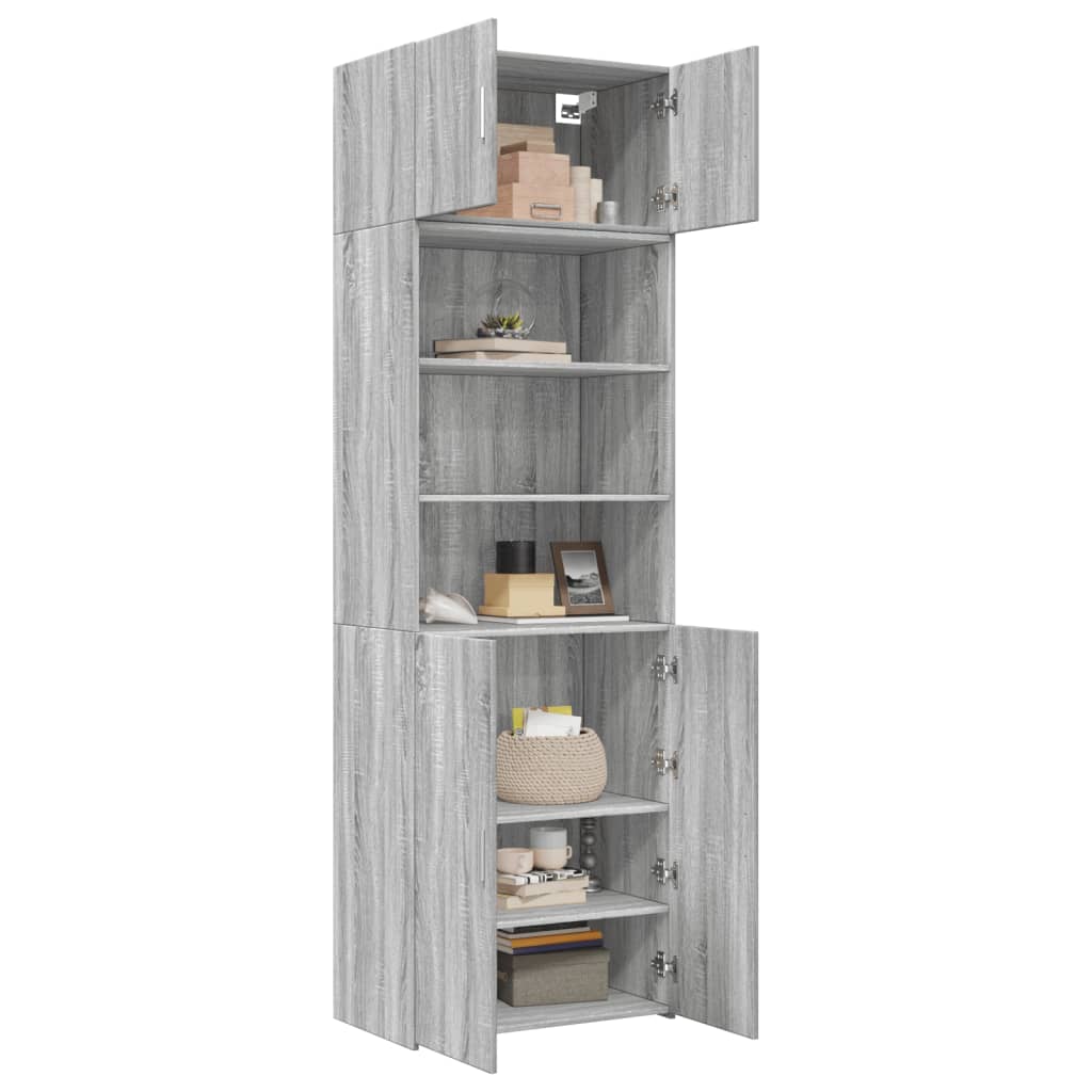 Ραφιέρα με Ντουλάπια Γκρι Sonoma 70x42,5x225 εκ. Επεξ. Ξύλο