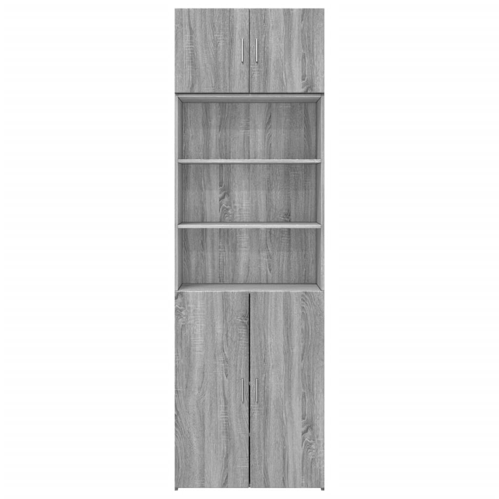 Ραφιέρα με Ντουλάπια Γκρι Sonoma 70x42,5x225 εκ. Επεξ. Ξύλο