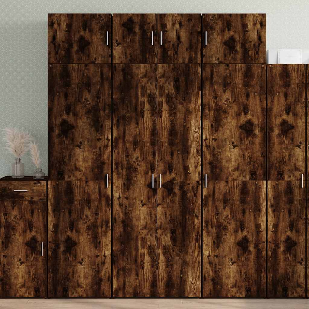 Ραφιέρα με Ντουλάπια Καπνιστή Δρυς 70x42,5x225 εκ. Επεξ. Ξύλο - Pakobazaar