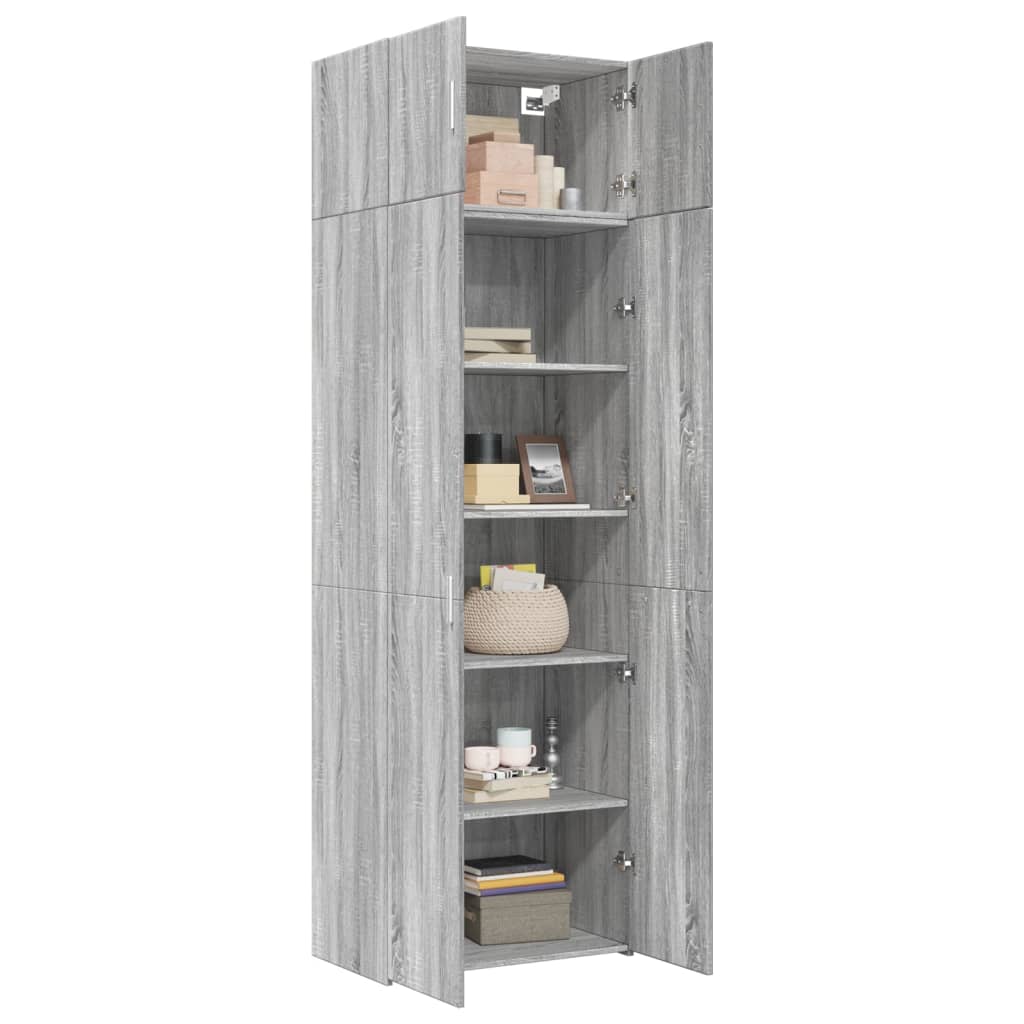 Ραφιέρα με Ντουλάπια Γκρι Sonoma 70x42,5x225 εκ. Επεξ. Ξύλο