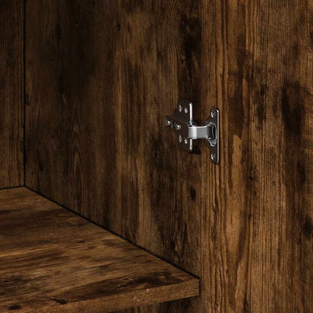Ραφιέρα με Ντουλάπια Καπνιστή Δρυς 70x42,5x225 εκ. Επεξ. Ξύλο - Pakobazaar