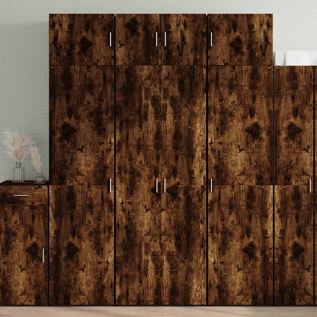 Ραφιέρα με Ντουλάπια Καπνιστή Δρυς 70x42,5x225 εκ. Επεξ. Ξύλο - Pakobazaar