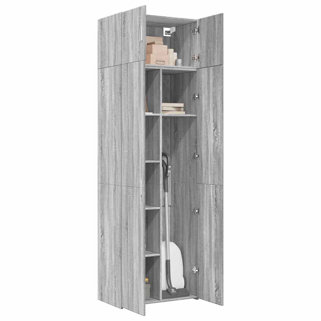 Ραφιέρα με Ντουλάπια Γκρι Sonoma 70x42,5x225 εκ. Επεξ. Ξύλο