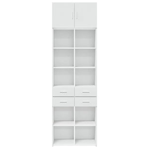 Ραφιέρα με Ντουλάπια Λευκή 70x42,5x225 εκ. Επεξεργασμένο Ξύλο