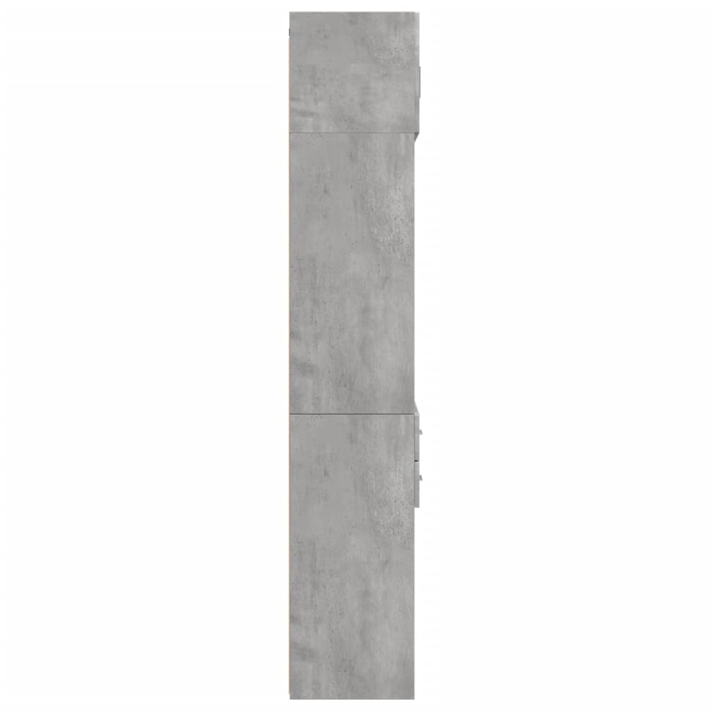 Ραφιέρα με Ντουλάπια Γκρι Σκυροδέμ. 70x42,5x225 εκ. Επεξ. Ξύλο