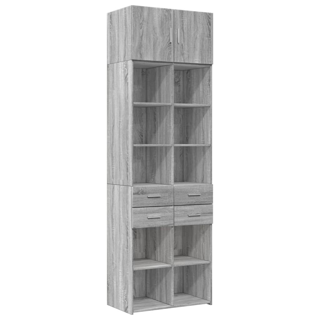 Ραφιέρα με Ντουλάπια Γκρι Sonoma 70x42,5x225 εκ. Επεξ. Ξύλο