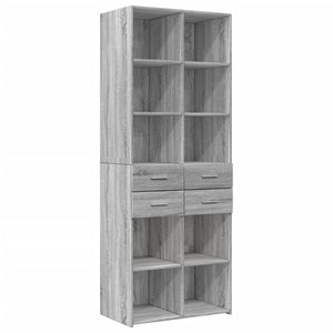 Ραφιέρα με Ντουλάπια Γκρι Sonoma 70x42,5x225 εκ. Επεξ. Ξύλο