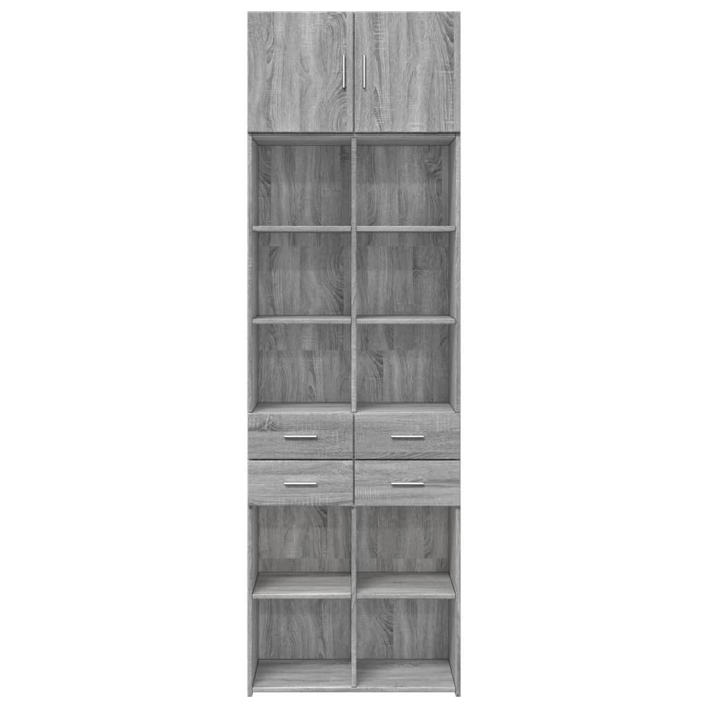 Ραφιέρα με Ντουλάπια Γκρι Sonoma 70x42,5x225 εκ. Επεξ. Ξύλο