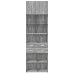 Ραφιέρα με Ντουλάπια Γκρι Sonoma 70x42,5x225 εκ. Επεξ. Ξύλο