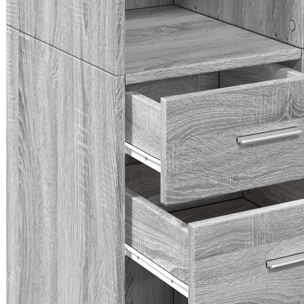 Ραφιέρα με Ντουλάπια Γκρι Sonoma 70x42,5x225 εκ. Επεξ. Ξύλο