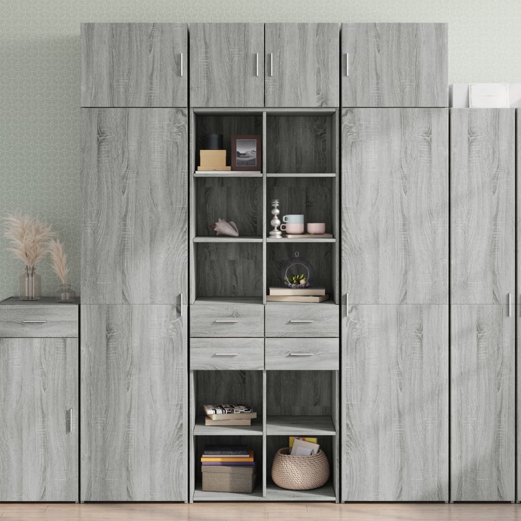 Ραφιέρα με Ντουλάπια Γκρι Sonoma 70x42,5x225 εκ. Επεξ. Ξύλο