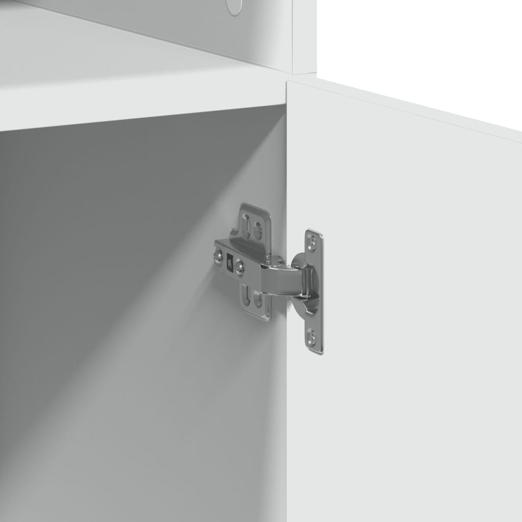 Ραφιέρα με Ντουλάπια Λευκή 80x42,5x225 εκ. από Επεξ. Ξύλο - Pakobazaar