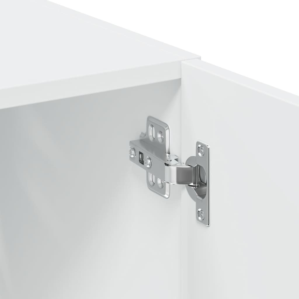 Ραφιέρα με Ντουλάπια Λευκή 80x42,5x225 εκ. από Επεξ. Ξύλο - Pakobazaar