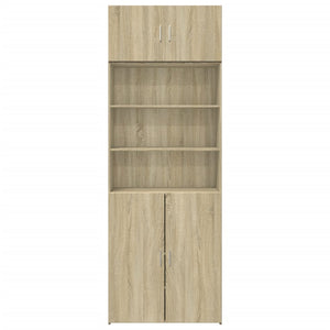 Ραφιέρα με Ντουλάπια Sonoma Δρυς 80x42,5x225 εκ. Επεξ. Ξύλο