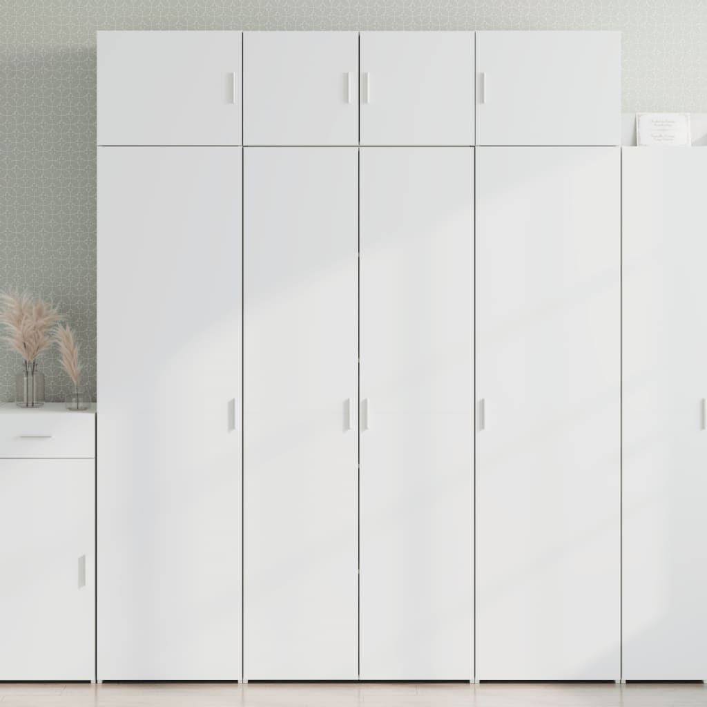 Ραφιέρα με Ντουλάπια Λευκή 80x42,5x225 εκ. από Επεξ. Ξύλο - Pakobazaar