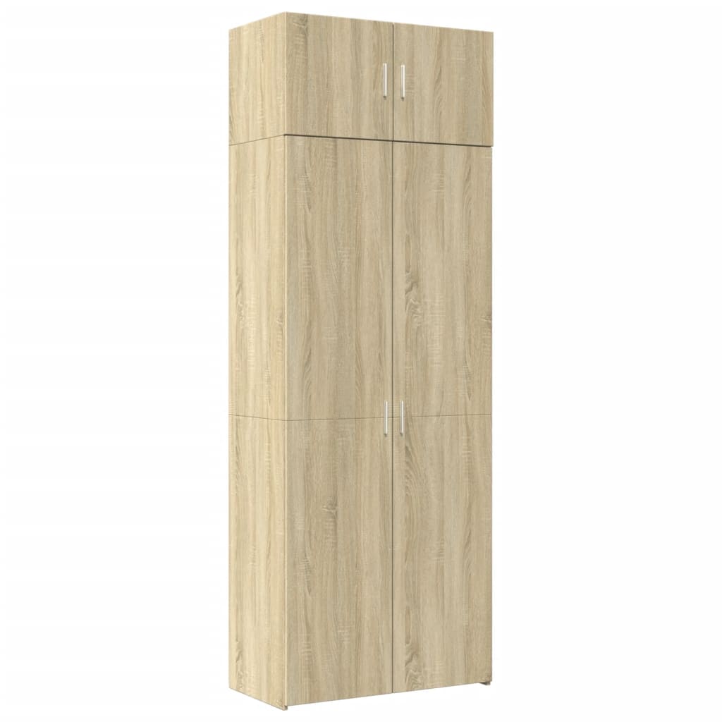 Ραφιέρα με Ντουλάπια Sonoma Δρυς 80x42,5x225 εκ. Επεξ. Ξύλο
