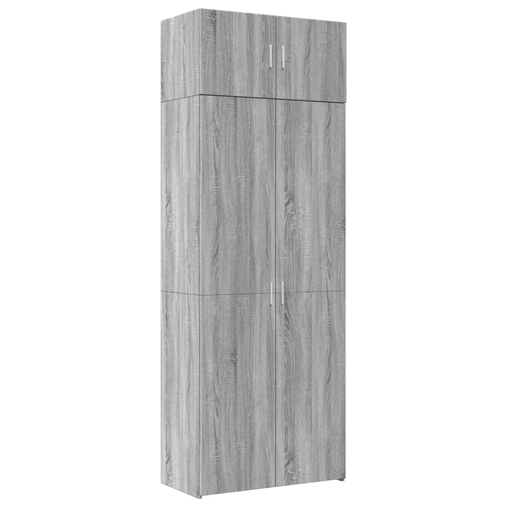 Ραφιέρα με Ντουλάπια Γκρι Sonoma 80x42,5x225εκ Επεξ. Ξύλο