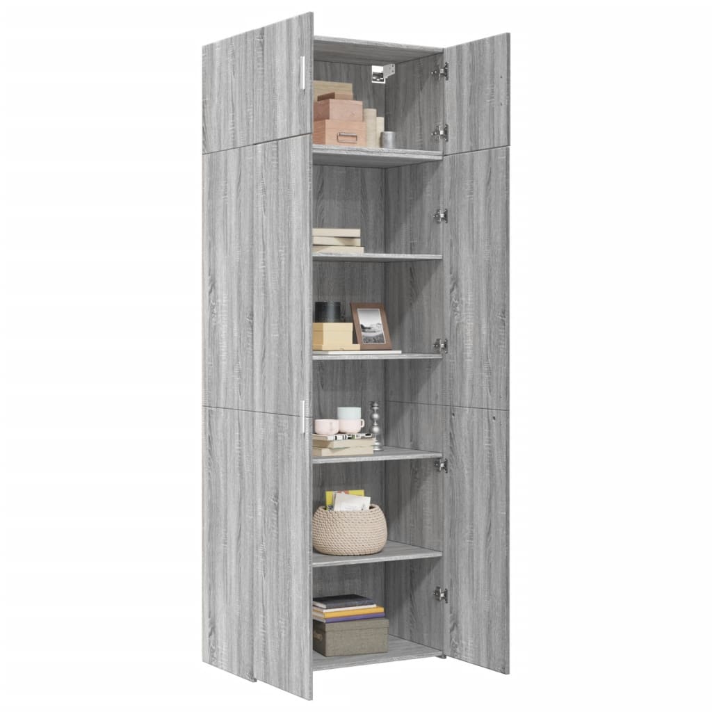 Ραφιέρα με Ντουλάπια Γκρι Sonoma 80x42,5x225εκ Επεξ. Ξύλο