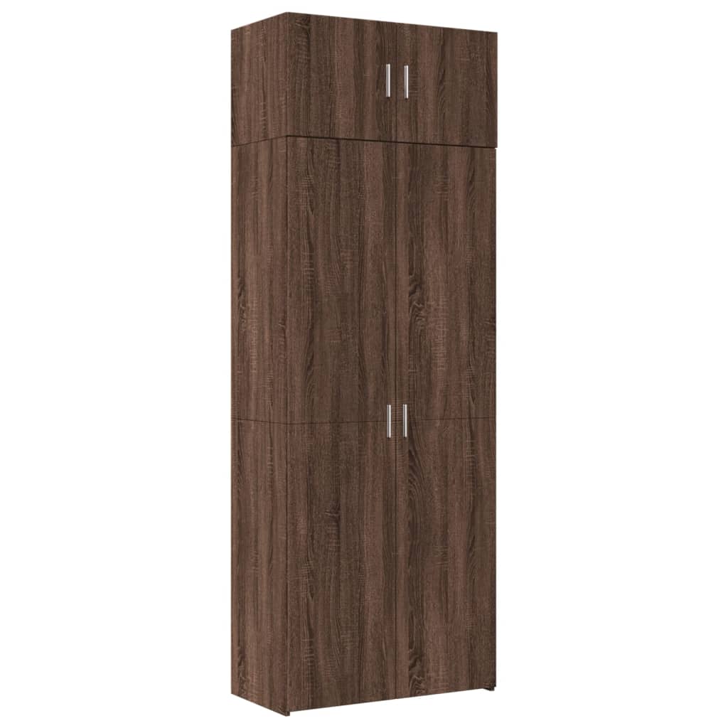 Ραφιέρα με Ντουλάπια Καφέ Δρυς 80x42,5x225 εκ. από Επεξ. Ξύλο - Pakobazaar