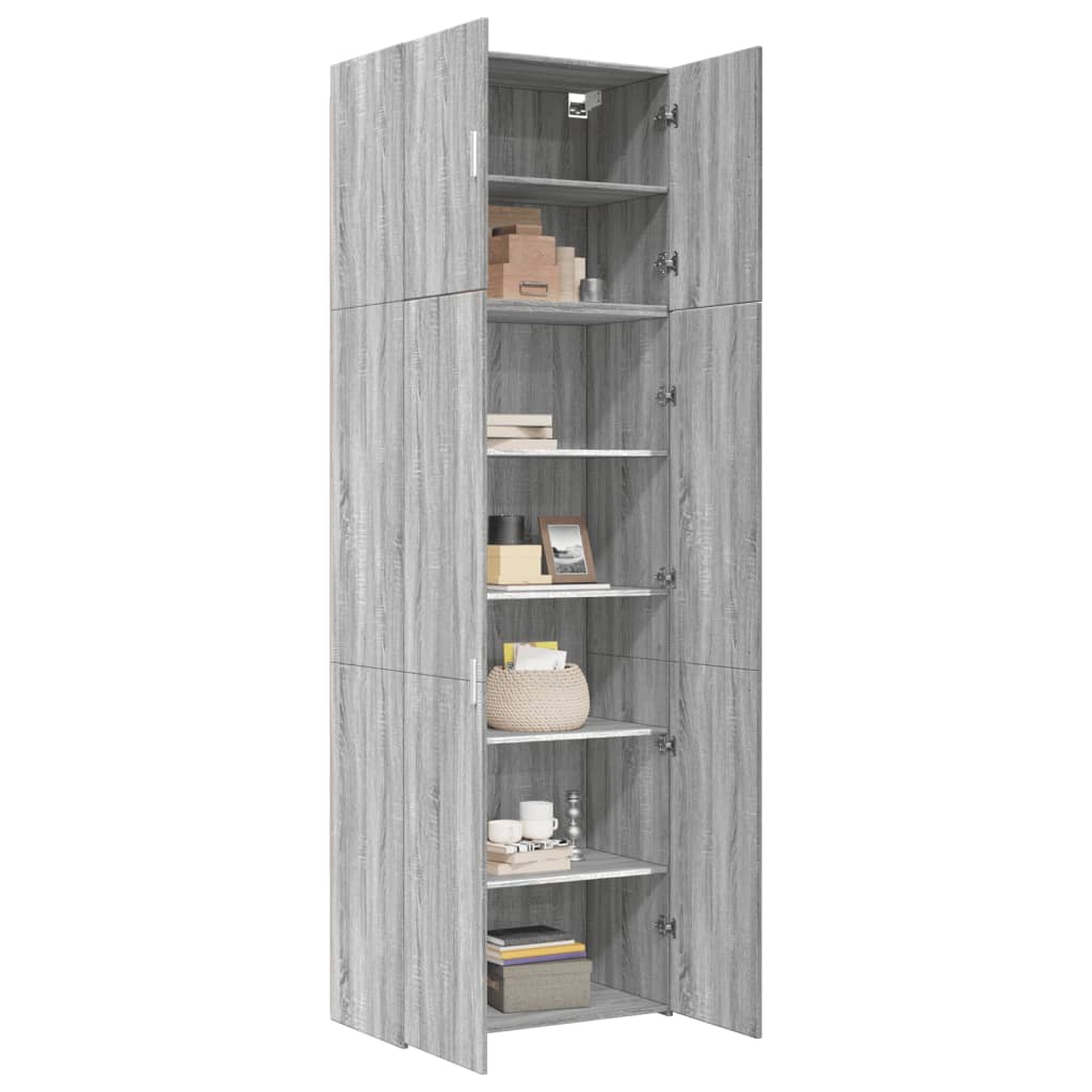 Ντουλάπι Γκρι Sonoma 80x42,5x249 εκ. από Επεξεργασμένο Ξύλο - Pakobazaar
