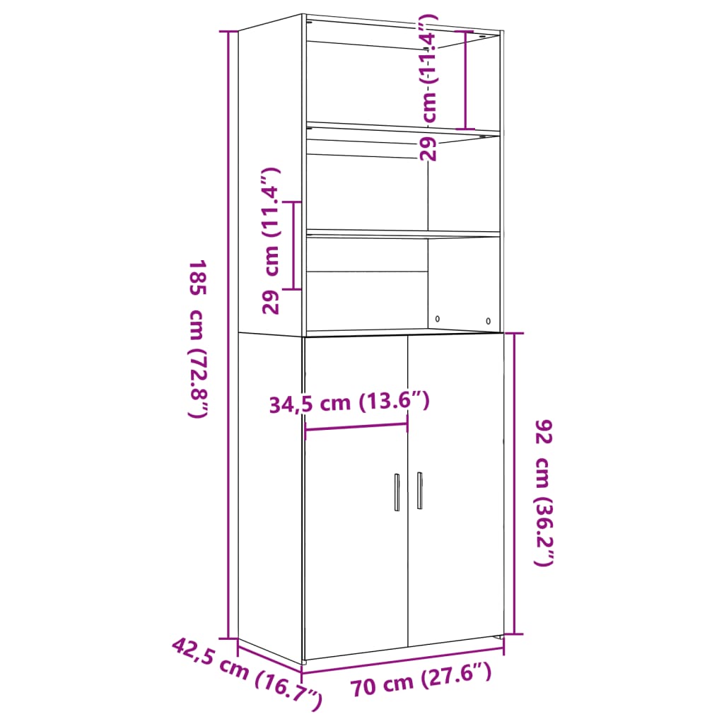 Ντουλάπι Sonoma Δρυς 70x42,5x185 εκ. από Επεξεργασμένο Ξύλο - Pakobazaar