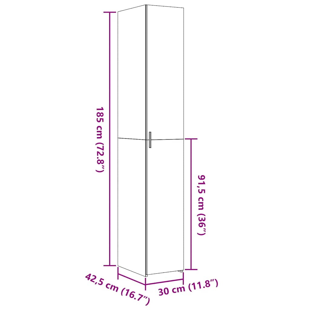 Ντουλάπι Λευκό 30x42,5x185 εκ. από Επεξεργασμένο Ξύλο - Pakobazaar