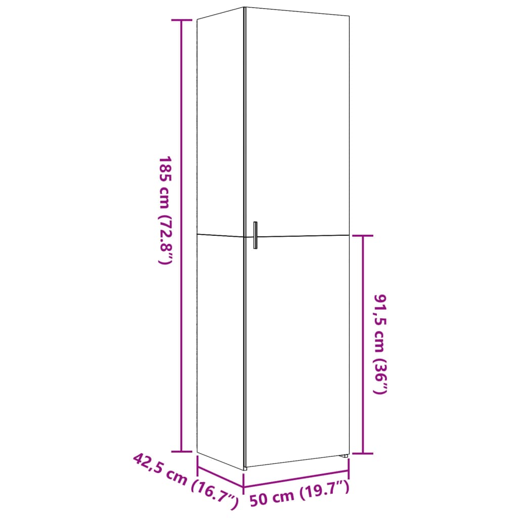 Ντουλάπι Καπνιστή Δρυς 50x42,5x185 εκ. από Επεξεργασμένο Ξύλο - Pakobazaar