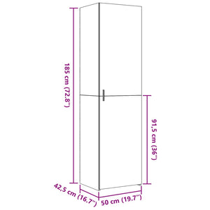 Ντουλάπι Γκρι Sonoma 50x42,5x185 εκ. από Επεξεργασμένο Ξύλο - Pakobazaar