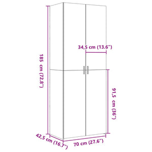 Ντουλάπα Καπνιστή Δρυς 70x42,5x185 εκ. από Επεξεργασμένο Ξύλο - Pakobazaar