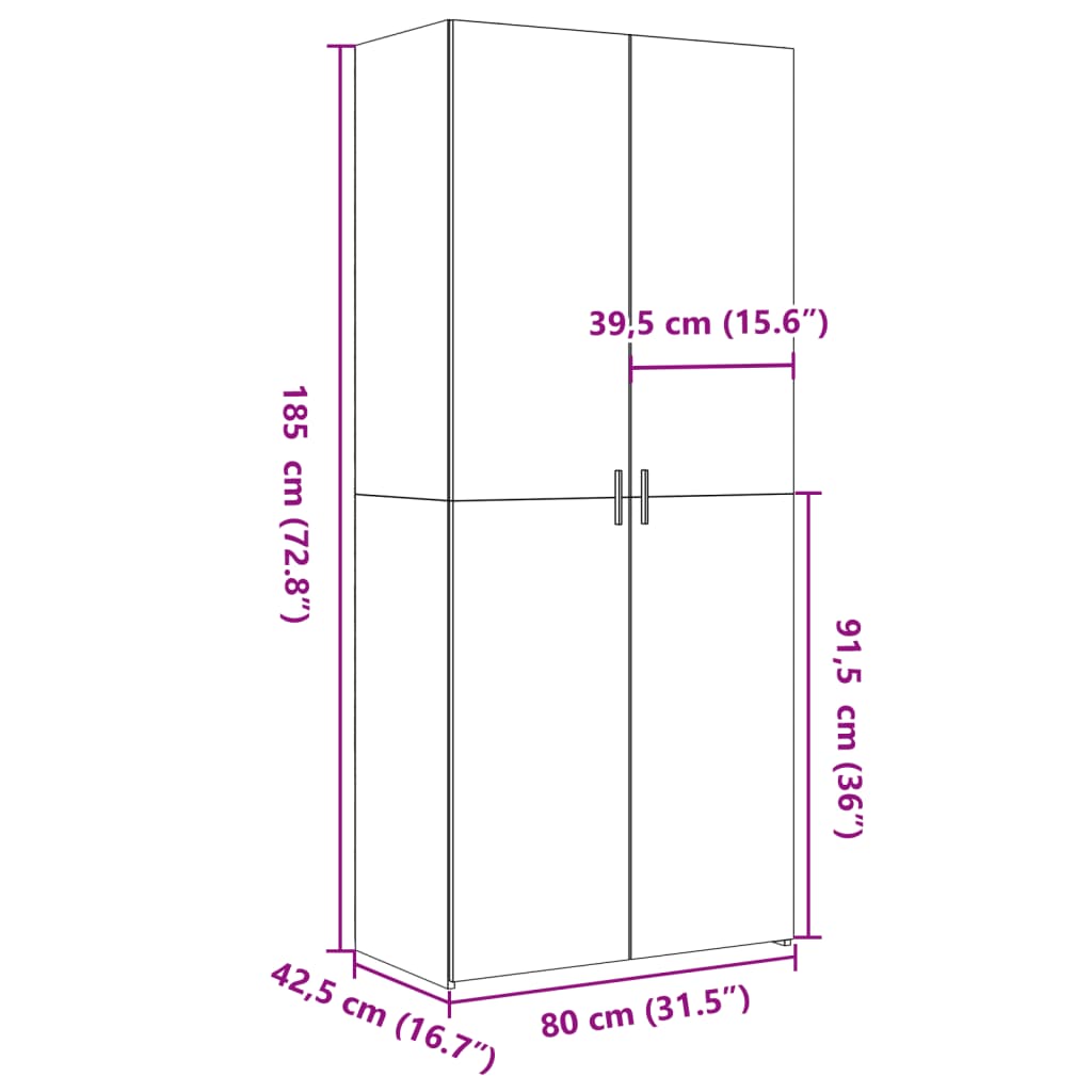Ντουλάπι Sonoma Δρυς 80x42,5x185 εκ. από Επεξεργασμένο Ξύλο