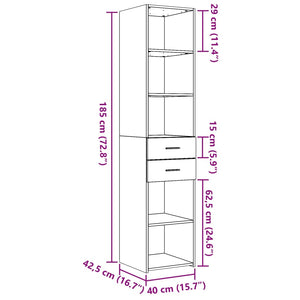 Ντουλάπι Λευκό 40x42,5x185 εκ. από Επεξεργασμένο Ξύλο - Pakobazaar