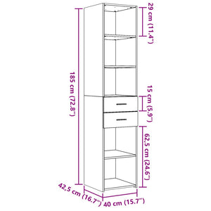 Ντουλάπι Καπνιστή Δρυς 40x42,5x185 εκ. από Επεξεργασμένο Ξύλο