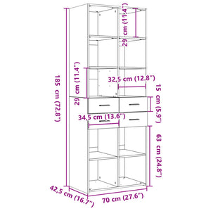 Ντουλάπι Μαύρο 70x42,5x185 εκ. Επεξεργασμένο Ξύλο - Pakobazaar