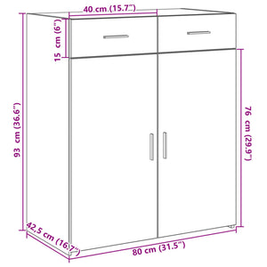 Ντουλάπι Λευκή 80x42,5x93 εκ. από Επεξεργασμένο Ξύλο