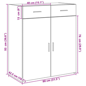 Ντουλάπι Καφέ Δρυς 80x42,5x93 εκ. από Επεξεργασμένο Ξύλο