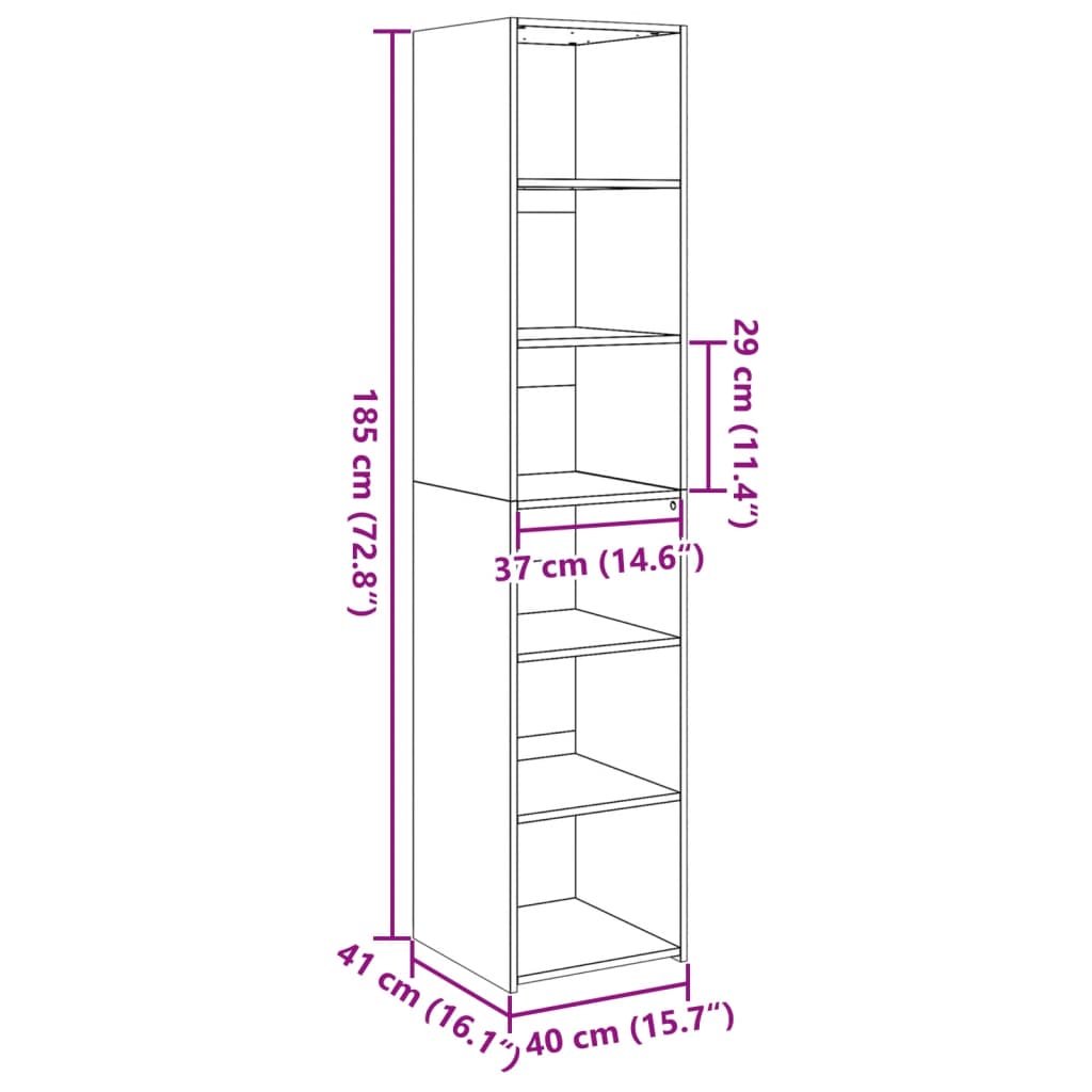 Ντουλάπι Μαύρο 40x41x185 εκ. Επεξεργασμένο Ξύλο