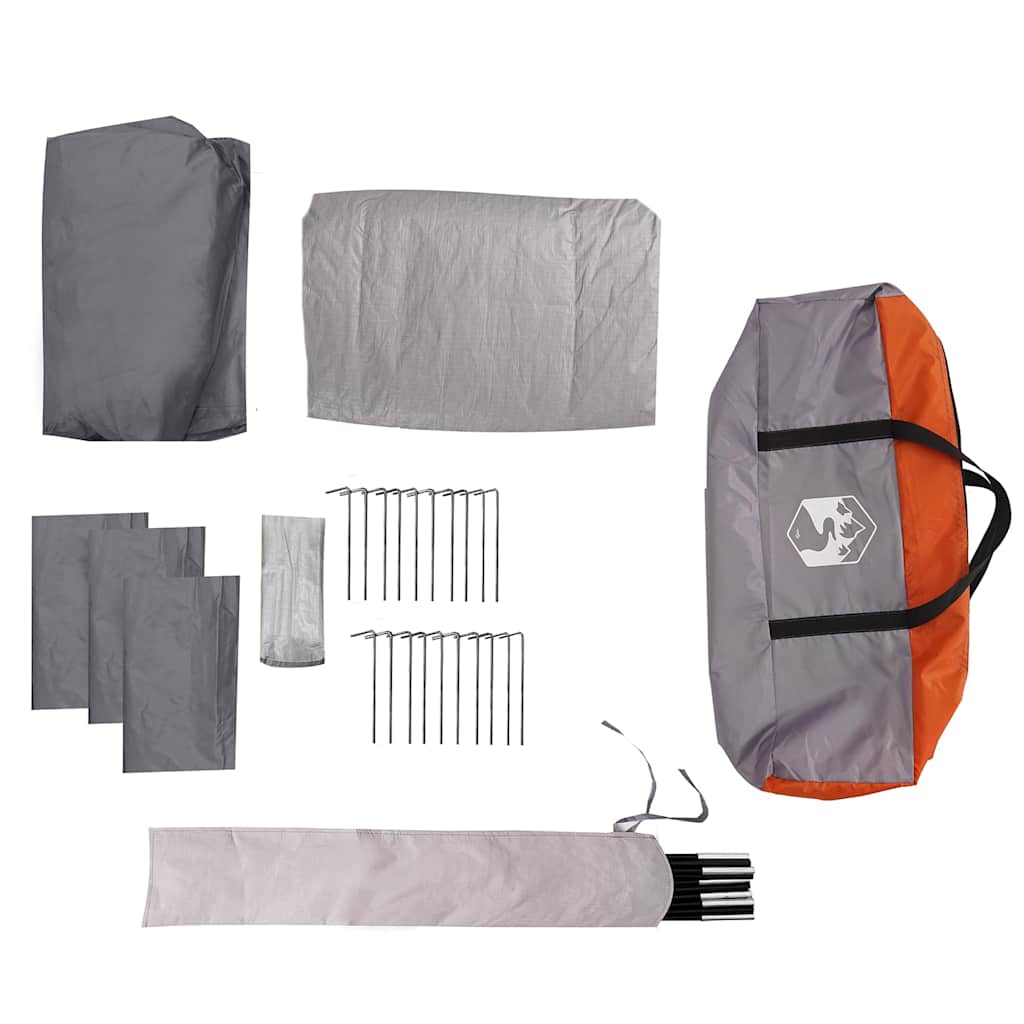 Σκηνή Κάμπινγκ με βεράντα 5 Ατόμων Αδιάβροχη Γκρι/Πορτοκαλί