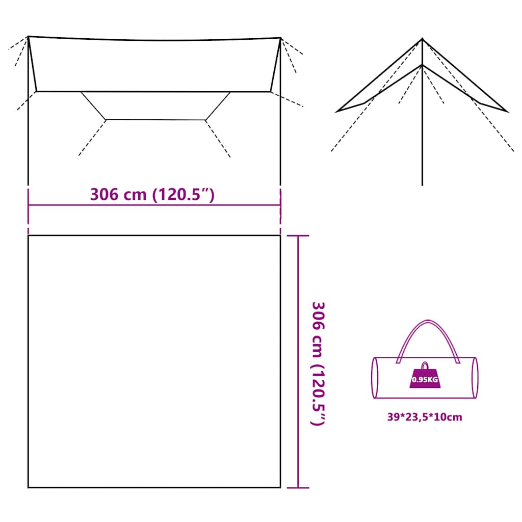 Μουσαμάς Κάμπινγκ Αδιάβροχος Καφέ 306x306 εκ.