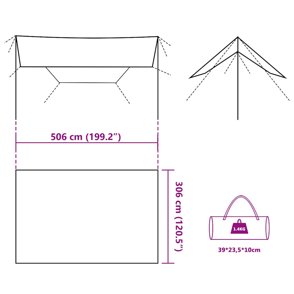 Μουσαμάς Κάμπινγκ Αδιάβροχος Καφέ 506x306 εκ.
