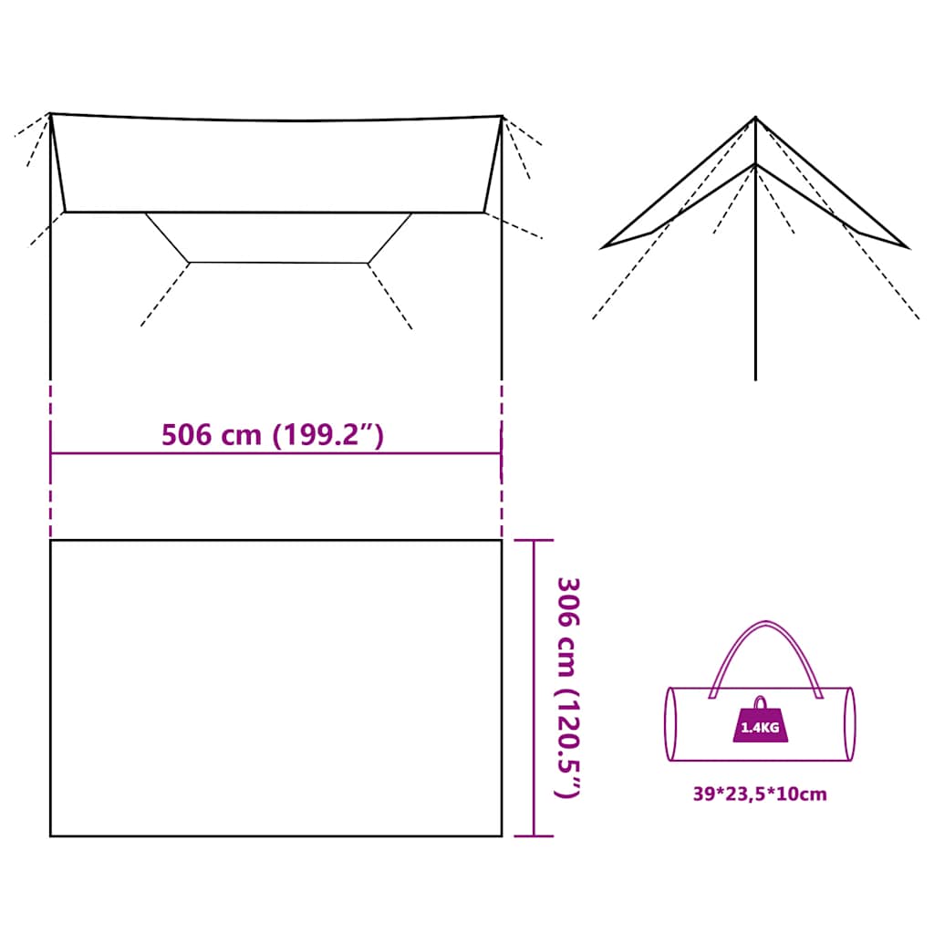 Μουσαμάς Κάμπινγκ Αδιάβροχος Καμουφλάζ 506x306 εκ.