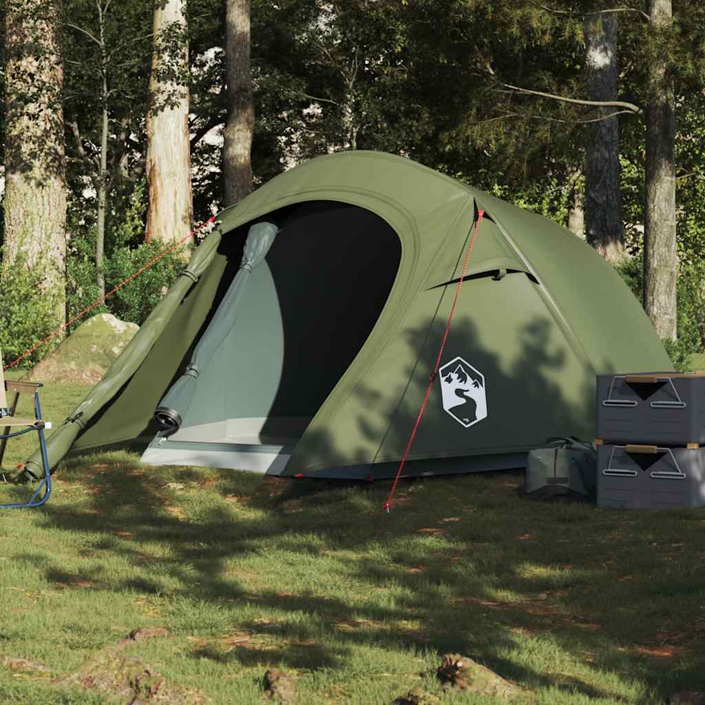 Σκηνή Κάμπινγκ Τούνελ 3 Ατόμων Αδιάβροχη Πράσινη Λαδί